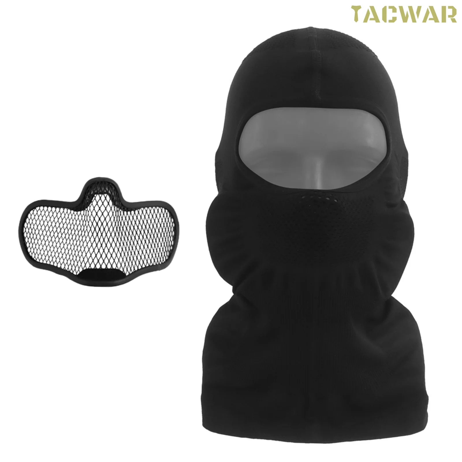 Airsoft Balaclava Headgear with Steel Mesh Mask, Elastic Breathable Tactical Full Face Mask for Hunting Sport Cycling