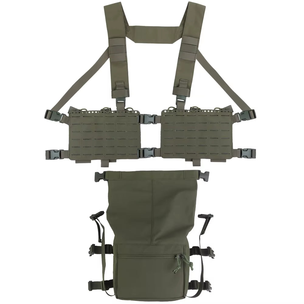 Tactical 34 Alpha Chest Rig SS Style MOLLE System Hunting Chest Vest Carrier (LBV) with Expansion Backpack Alpha Kit Utility Bag