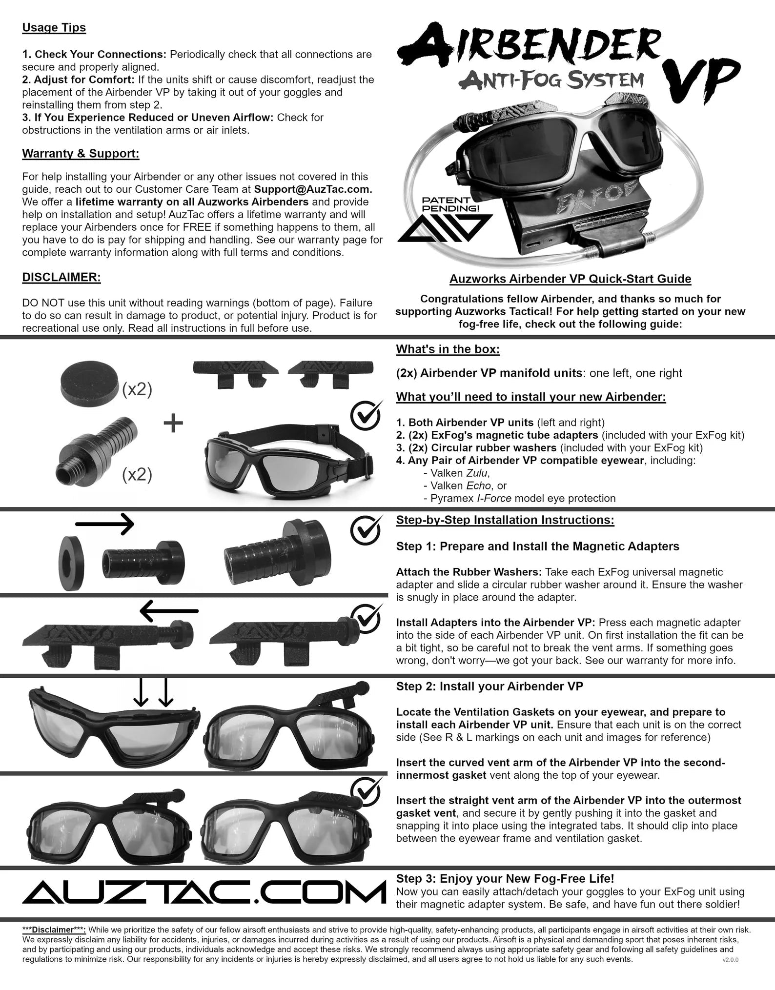 Airbender VP - Exfog Adapter for Valken & Pyramex Airsoft Goggles | Valken Zulu and Pyramex I Force Glasses Compatible - SignalAndSteel