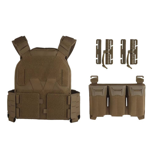 Camo Sub - Zero Style Plate Carrier Airsoft Hunting Tactical Vest with Multicaliber 9MM 6Pcs Long Mag/5.56 Triple Magazine Pouch - SignalAndSteel