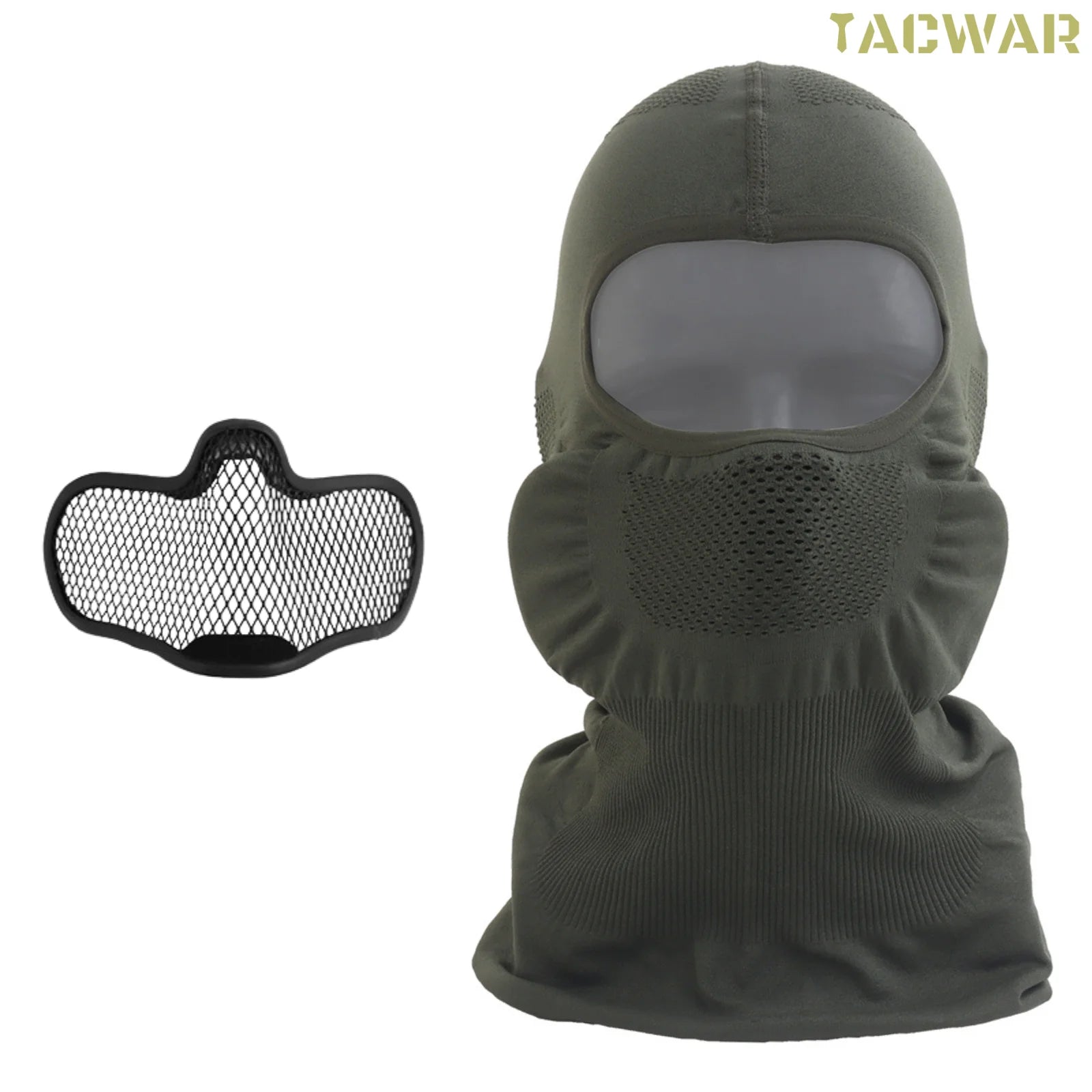 Airsoft Balaclava Headgear with Steel Mesh Mask, Elastic Breathable Tactical Full Face Mask for Hunting Sport Cycling