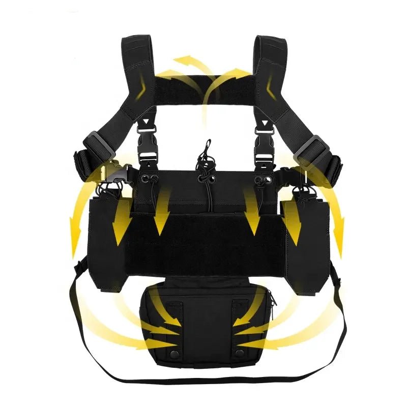 Signal & Steel Modular Mini Chest Rig – Adjustable MOLLE Micro Rig with Magazine Pouches - SignalAndSteel