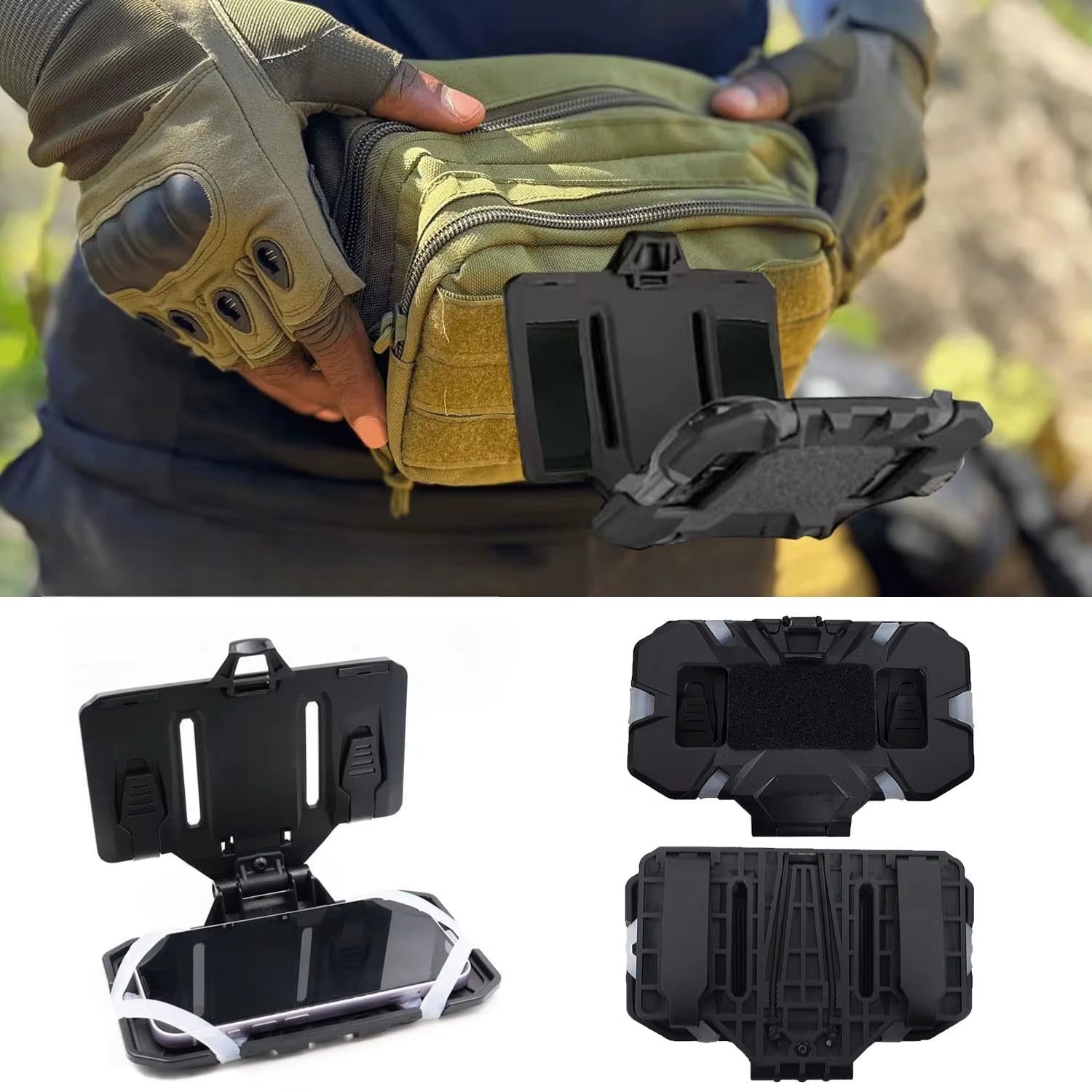 Signal & Steel MOLLE Navigation Phone Mount – Tactical Chest Rig Map & Phone Holder (Foldable Admin Panel) - SignalAndSteel